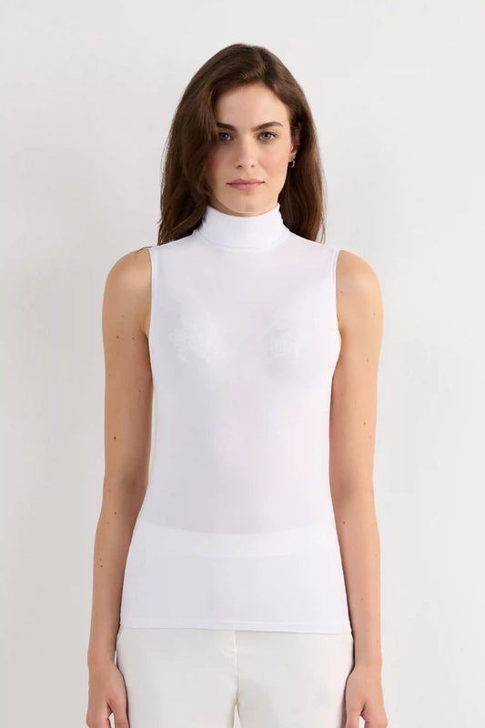 Sleeveless Turtleneck Micromodal Shirt