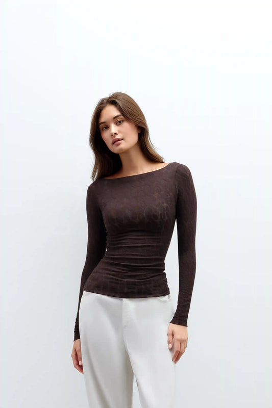 Cable Knit Boatneck Top in Ultralight with Cashmere