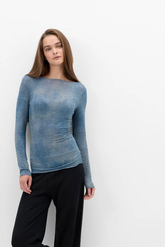 Fanciful Flowers Long Sleeve Top in Ultralight Modal with Cashmere