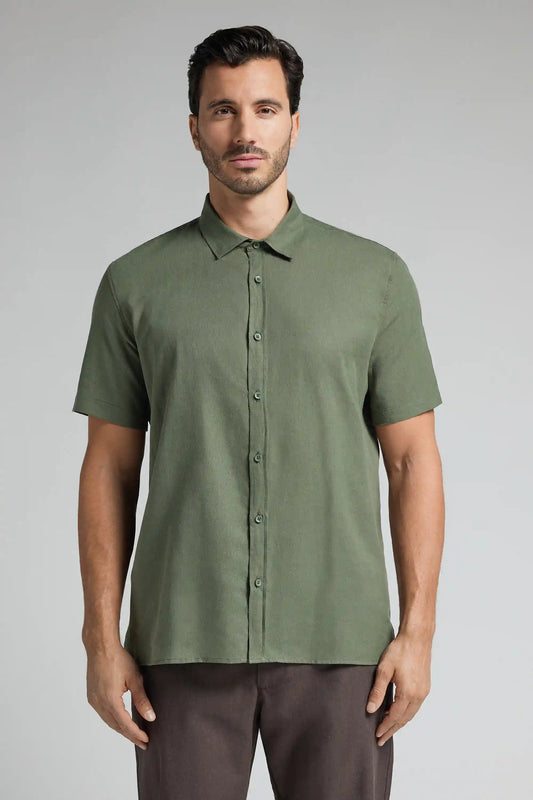 Linen and Cotton Short Sleeve Shirt