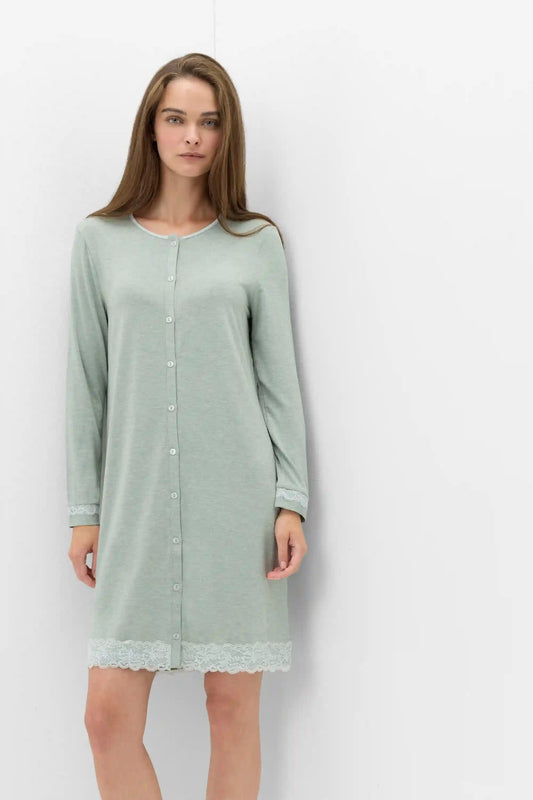 Button-Front Lace Detail Nightdress