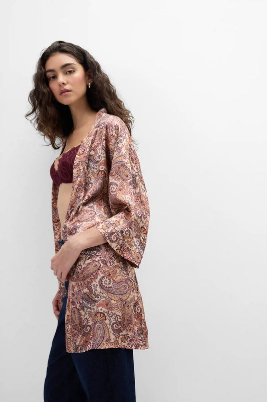 Elevate Your Day Printed Viscose Satin Kimono