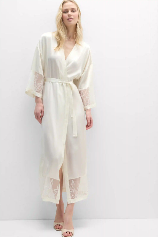 My Forever Love Long Silk and Lace Robe