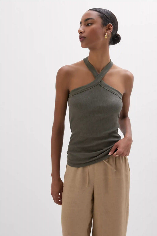 Ribbed Superior Cotton Crisscross Tank Top
