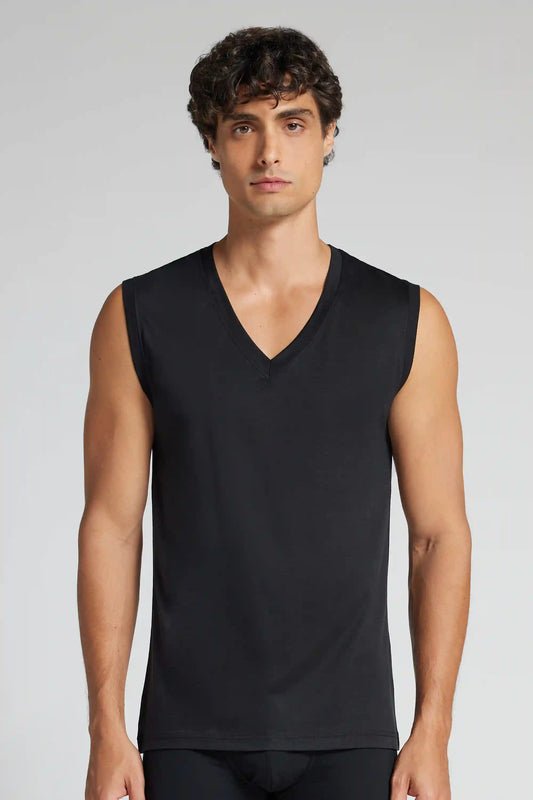 V-Neck Tank Top in Mercerized Cotton filo Premium