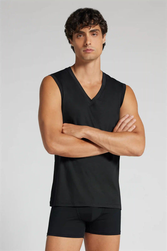 V-Neck Tank Top in Mercerized Cotton filo Premium
