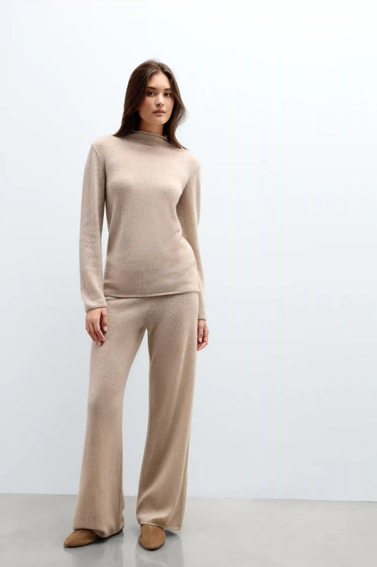 100% Cashmere Long Sleeve Funnel Neck Sweater