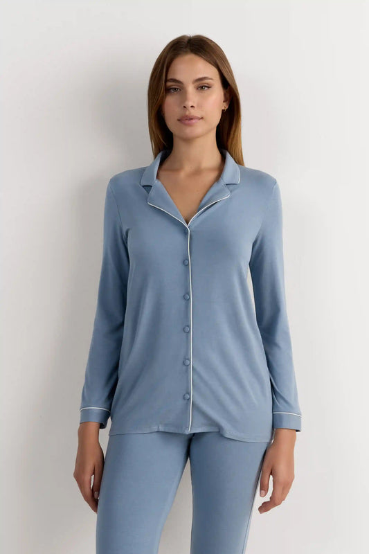 Long-Sleeve Micromodal Pajama Top