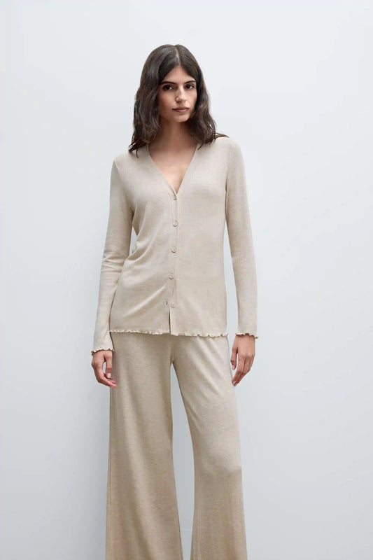 Luxury Softness Button Up Modal Top with Cashmere
