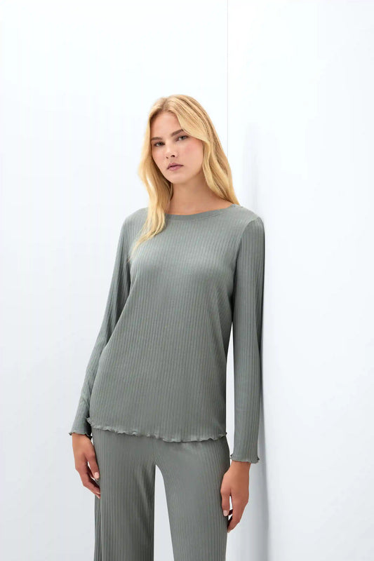 Soft Ribs Long Sleeve Modal Top