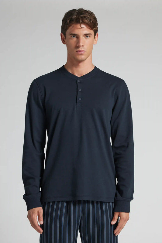 Long Sleeve Henley Shirt in 100% Cotton