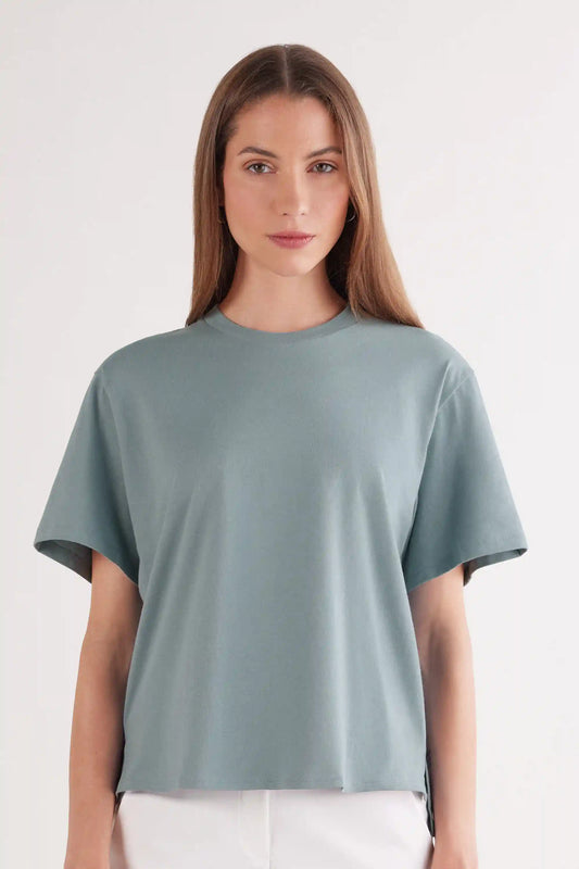 Boxy Fit Short Sleeve Top in Cotton