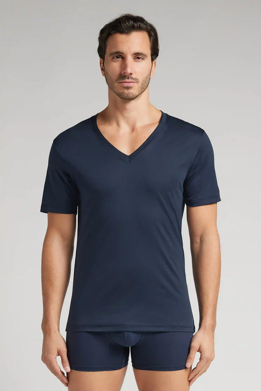 Mercerized Cotton V-Neck T-Shirt filo Premium