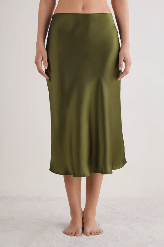 Silk Midi Skirt