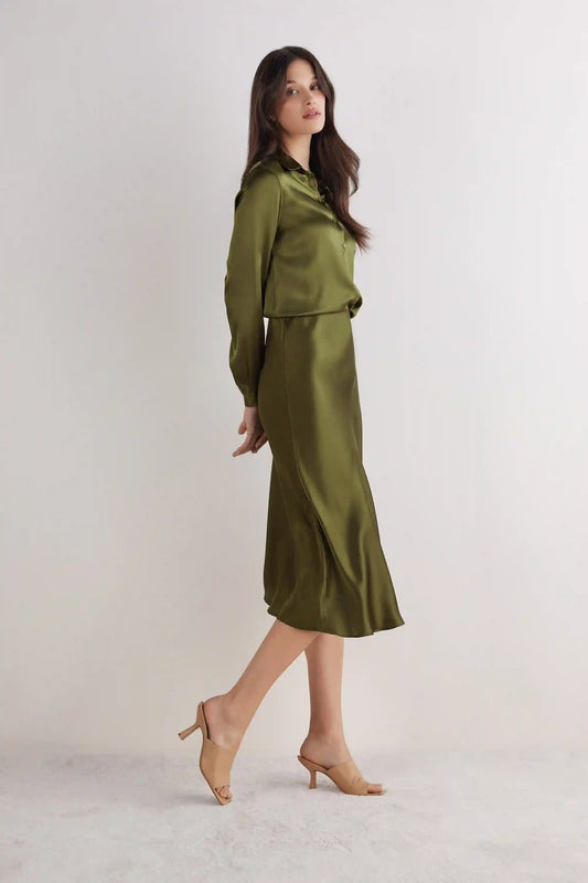 Silk Midi Skirt