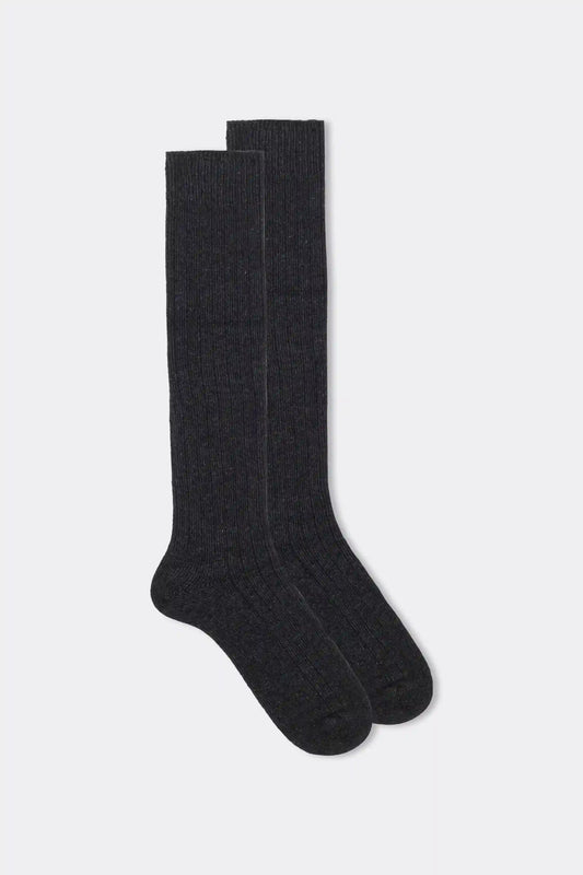 Long Ribbed Socks in Cashmere and Wool