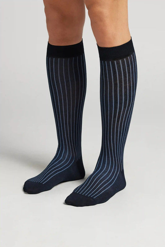 Ribbed Lisle Cotton Long Socks
