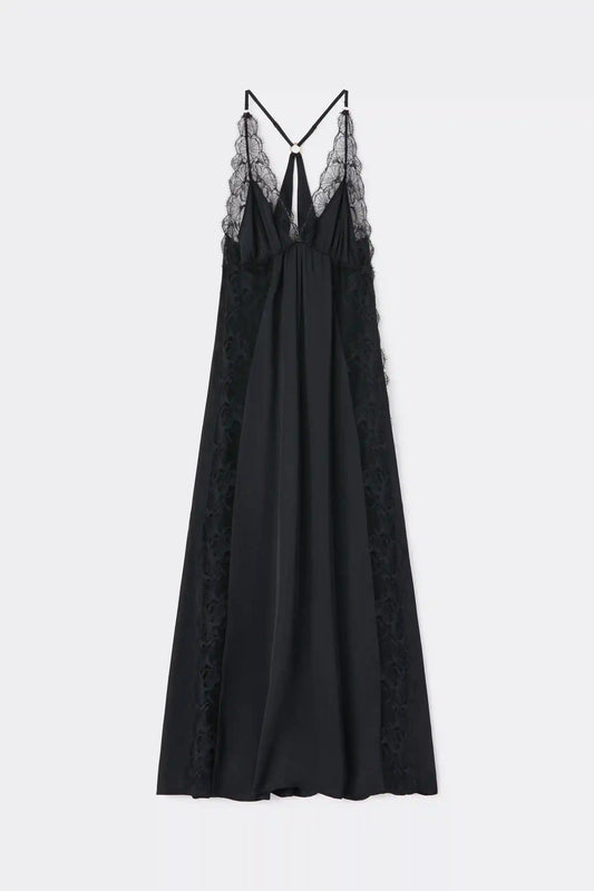 Catching Eyes Long Viscose Satin and Lace Nightgown