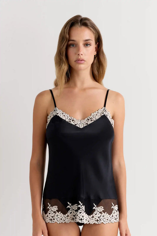 Pretty Flowers Thin Strap Silk Tank Top