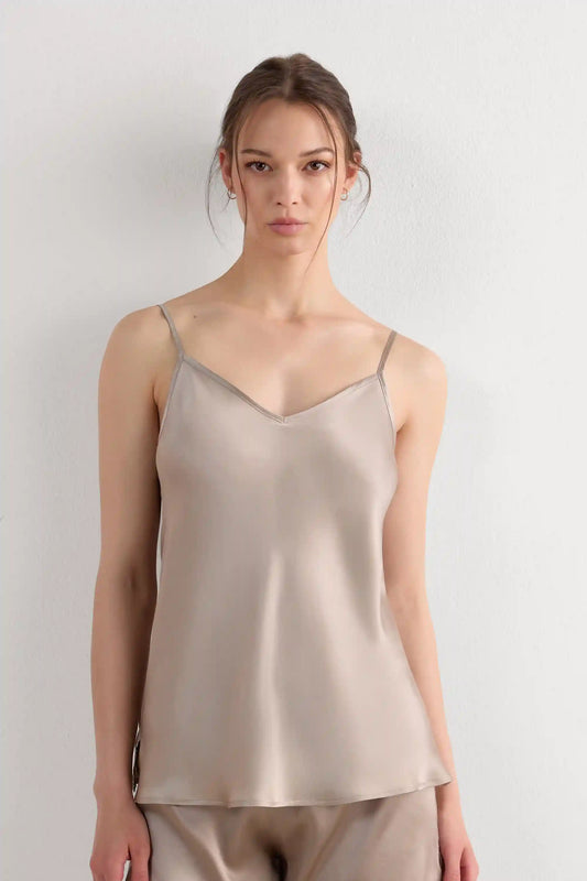 Silk Satin Top with V-neckline