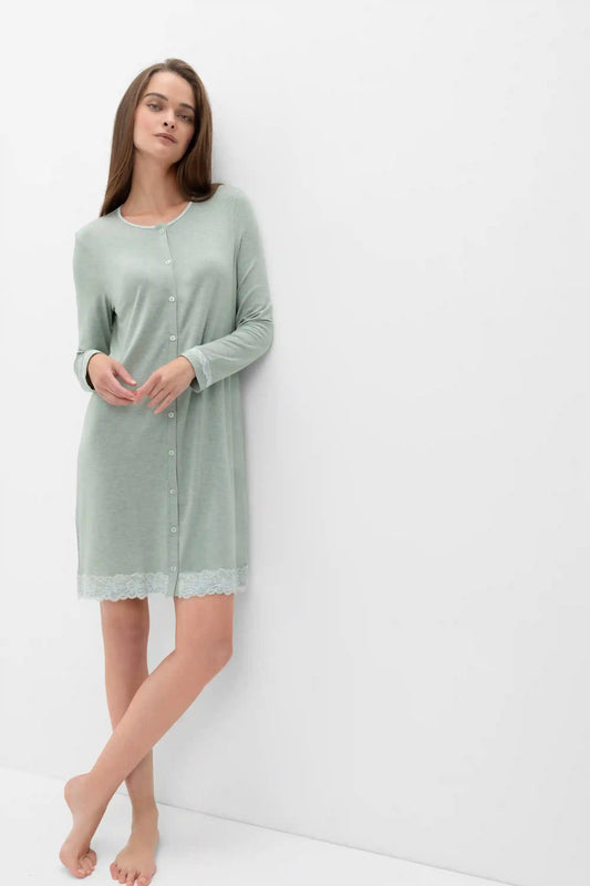 Button-Front Lace Detail Nightdress
