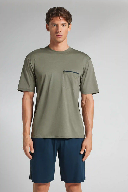 Short Pajamas in Mercerized Cotton filo Premium