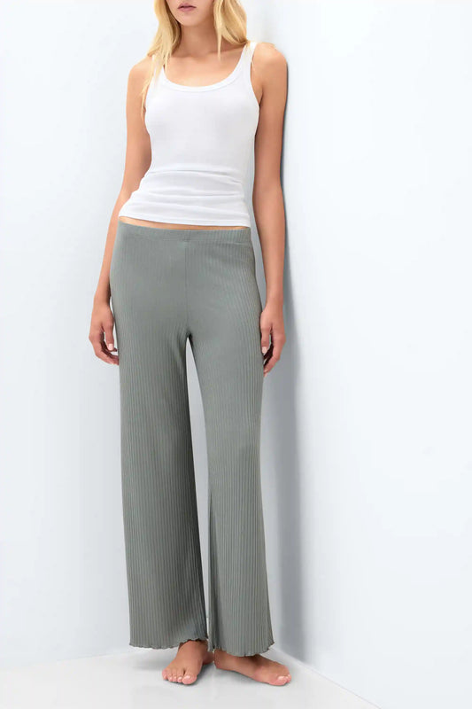 Soft Ribs Modal Palazzo Pants