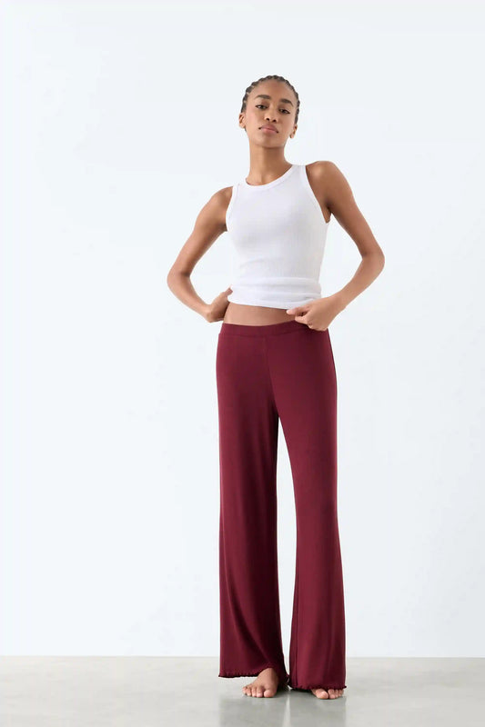Lounging Around Full Length Palazzo Pants in Modal and Silk