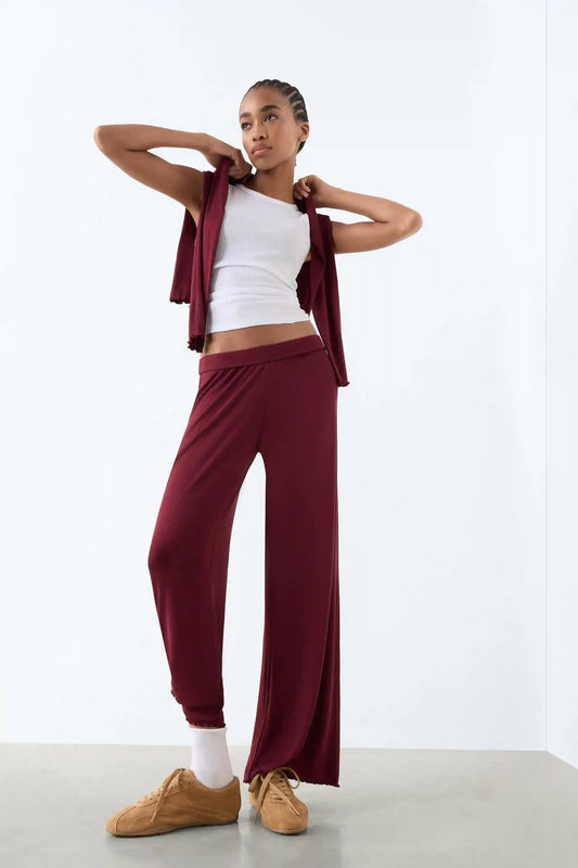 Lounging Around Full Length Palazzo Pants in Modal and Silk