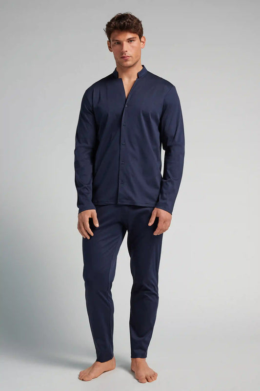 Open Front Full Length Pajamas in Cotton