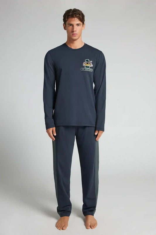 Full Length Cotton Pajamas with First Class Sleeper Patch