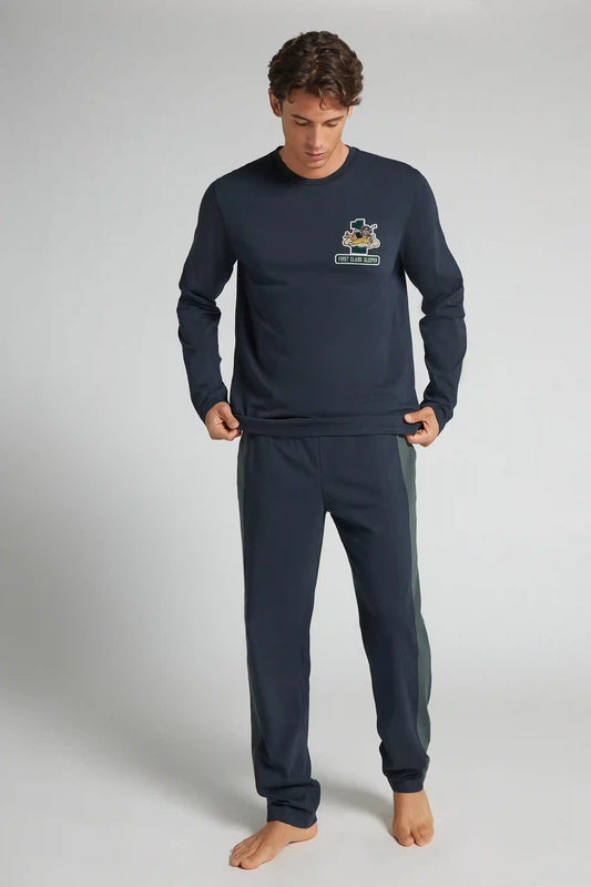 Full Length Cotton Pajamas with First Class Sleeper Patch