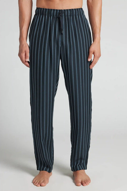 Full Length Pants in Blue Stripe Modal Fabric