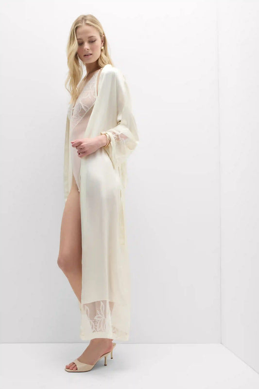 My Forever Love Long Silk and Lace Robe